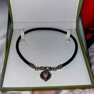 Judith Ripka Black LeatherSterling SilverNecklace